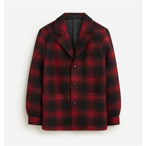 J. Crew L Limited Edition Ludlow Red & Black Plaid Overcoat in English Wool NWT - Picture 3 of 16